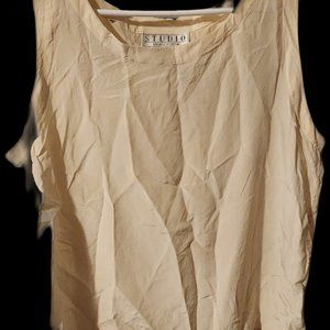 Studio By Michelle Stuart 100% Silk Top Cream Size Large Sleeveless